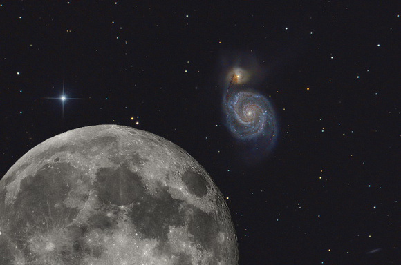 The Moon Compared to the Whirlpool Galaxy