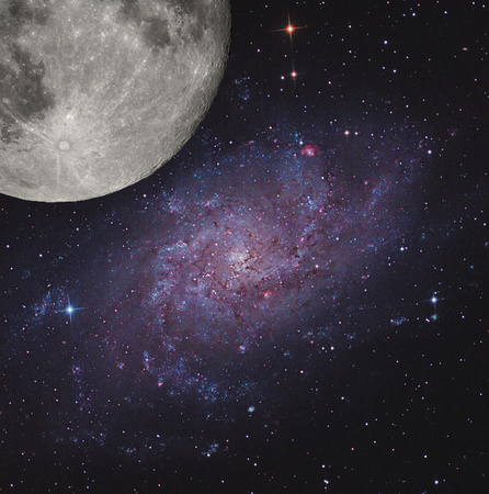 The Moon Compared to the Pinwheel Galaxy