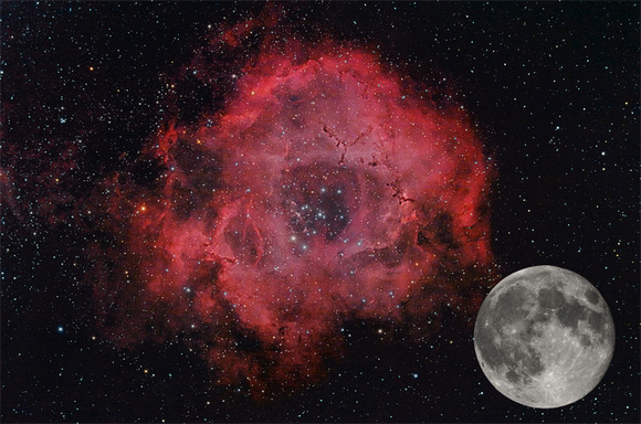 The Moon Compared to the Rosette Nebula